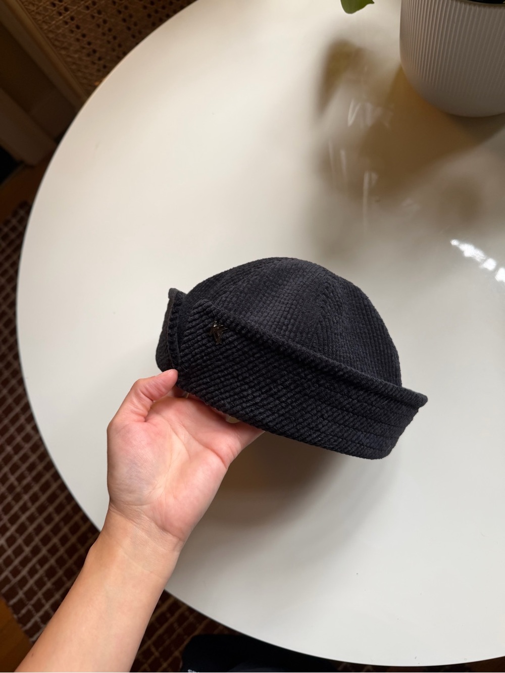 Black Corduroy Sailor Hat